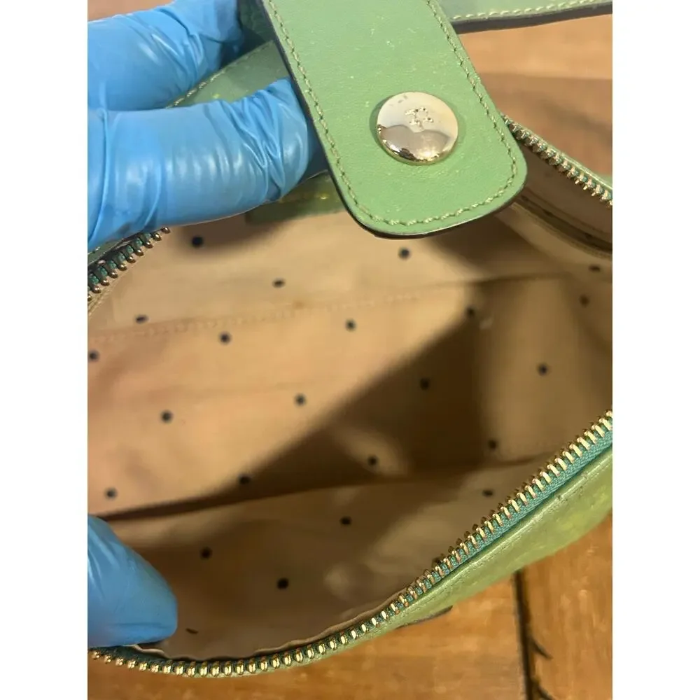 Kate Spade green perforated leather shoulder bag classic Y2K